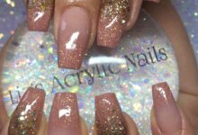 Rose gold ombre glitter nails